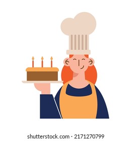 bakery chef female worker character