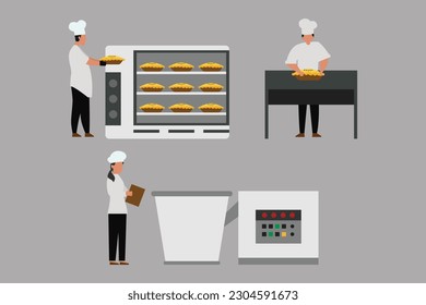Bakery chef makes pastries 2d vector illustration concept for banner, website, illustration, landing page, flyer, etc.