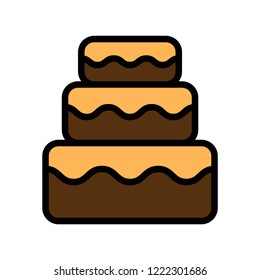 bakery chocolate cake  editable stroke icon in flat design. 