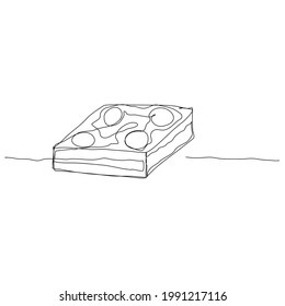 Bakery : Chocolate Macadamia Brownie. Line Drawing, Illustration