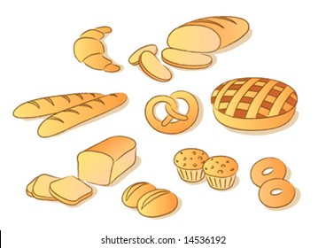 Bakery clip art set. Sketch style