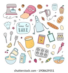 Bakery clipart. Hand drawn vector cooking and baking set of illustrations