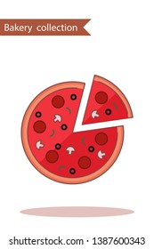Bakery collection. Colored icon pizza. In trendy flat style isolated on white background.