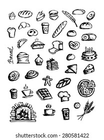 Bakery collection, sketch for your design. Vector illustration