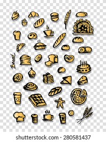 Bakery collection, sketch for your design. Vector illustration