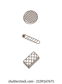 Dibujo del esquema del doodle de la colección de panaderías