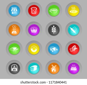 bakery colored plastic round buttons web icons for user interface design