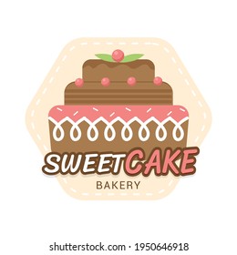 Bakery colorful flat emblems. sweet cake logo, cake shop logo