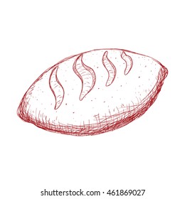 Bakery concept represented by bread icon. Isolated and sketch illustration