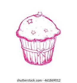 Bakery concept represented by muffing cupcake icon. Isolated and sketch illustration