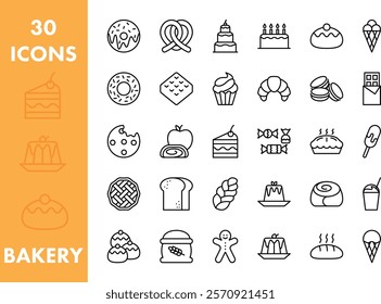 Bakery and Confectionery icons set.