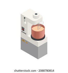 Bakery confectionery pizza isometric composition with isolated image of cooking appliance vector illustration