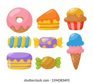 bakery with confectionery and sweets isolated on white background. illustration vector.  