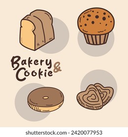 Bakery and Cookie Vector Illustration. Good for Doodles and Other Graphic Assets