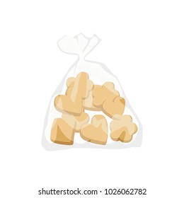 Bakery cookies in plastic bag vector Illustration