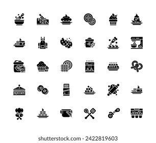 bakery, cooking, and food vector icon set design solid style. perfect use for logo, presentation, website, and more. modern icon set design glyph style