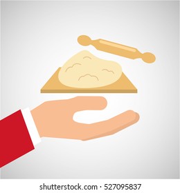 bakery cooking hand dough rolling pin vector illustration eps 10
