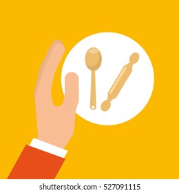bakery cooking hand roller and spoon vector illustration eps 10