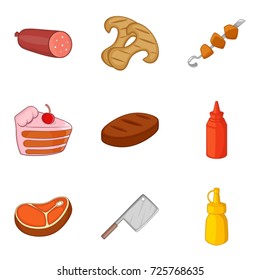 Bakery cooking icons set. Cartoon set of 9 bakery cooking vector icons for web isolated on white background