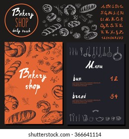 Bakery corporate identity. Bakery template. blackboard chalk style Vector set