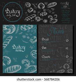 Bakery corporate identity. Bakery template. blackboard chalk style Vector set