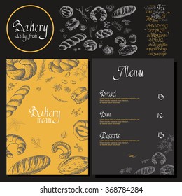 Bakery corporate identity. Bakery template. blackboard chalk style Vector set