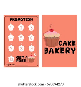 Bakery coupon template, Cupcake promotion vector. 