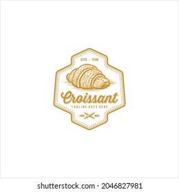 Bakery Croissant Cake Logo Design Vector Image