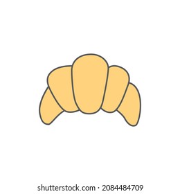 Bakery, croissant icon symbol in color icon, isolated on white background