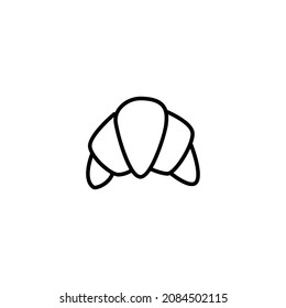 Bakery, croissant icon symbol in flat black line style, isolated on white background