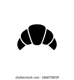 Bakery, croissant icon symbol in solid black flat shape glyph icon, isolated on white background