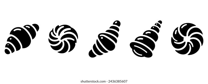 Bakery, croissant icon symbol in solid black flat shape glyph icon, isolated on white background