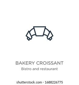 Bakery croissant icon. Thin linear bakery croissant outline icon isolated on white background from bistro and restaurant collection. Line vector sign, symbol for web and mobile