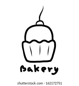 bakery cupcake / cartoon vector and illustration, hand drawn, sketch style, isolated on white background.