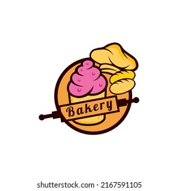 Bakery cupcake design logo vector template.