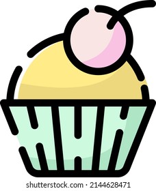 Bakery cupcake, illustration, vector on a white background.