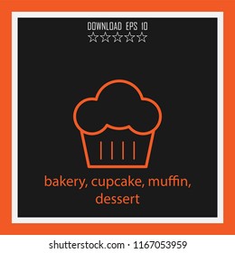 bakery, cupcake, muffin, dessert vector icon