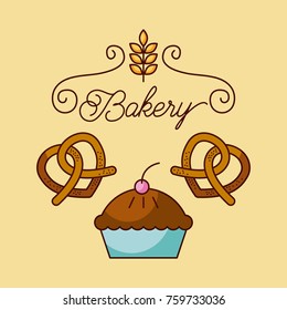bakery cupcake and pair pretzel food card