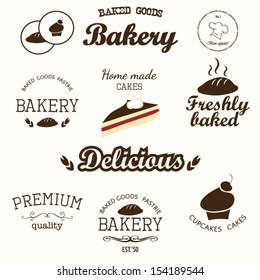 Bakery and cupcakes labels and icons