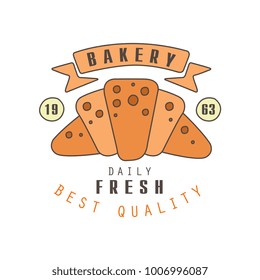 Bakery, daily fresh, best quality logo template, estd 1963, bread shop badge retro food label design vector Illustration