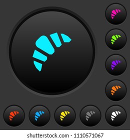 Bakery dark push buttons with vivid color icons on dark grey background