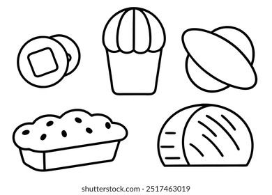 Bakery Delight line art Tasteful Pastries Fresh Breads and Treats (2)