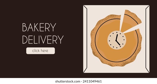 Bakery delivery design template. Advertising banner, webpage. Vector illustration. 
