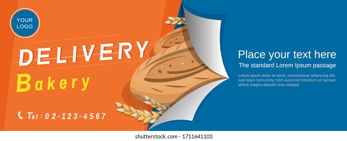 Bakery delivery service vector banner background with space for text