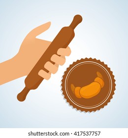Bakery design. bread icon. seal stamp illustration