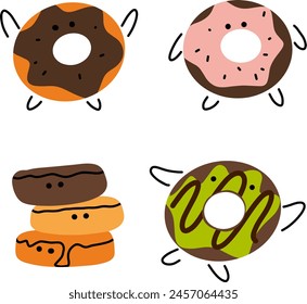 Diseño de panadería: Deliciosos donuts con esmaltes coloridos para menús y empaques