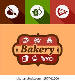 Bakery Design Elements in Flat Design Style.