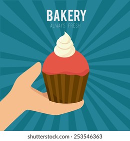 Bakery design over blue background, vector illustration.