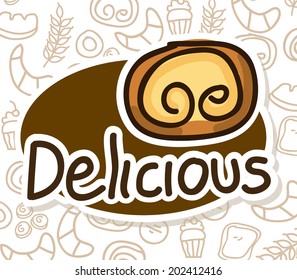 bakery design over pattern background vector illustration