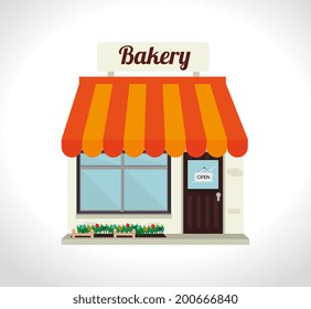 Diseño de panadería sobre fondo blanco, ilustración vectorial